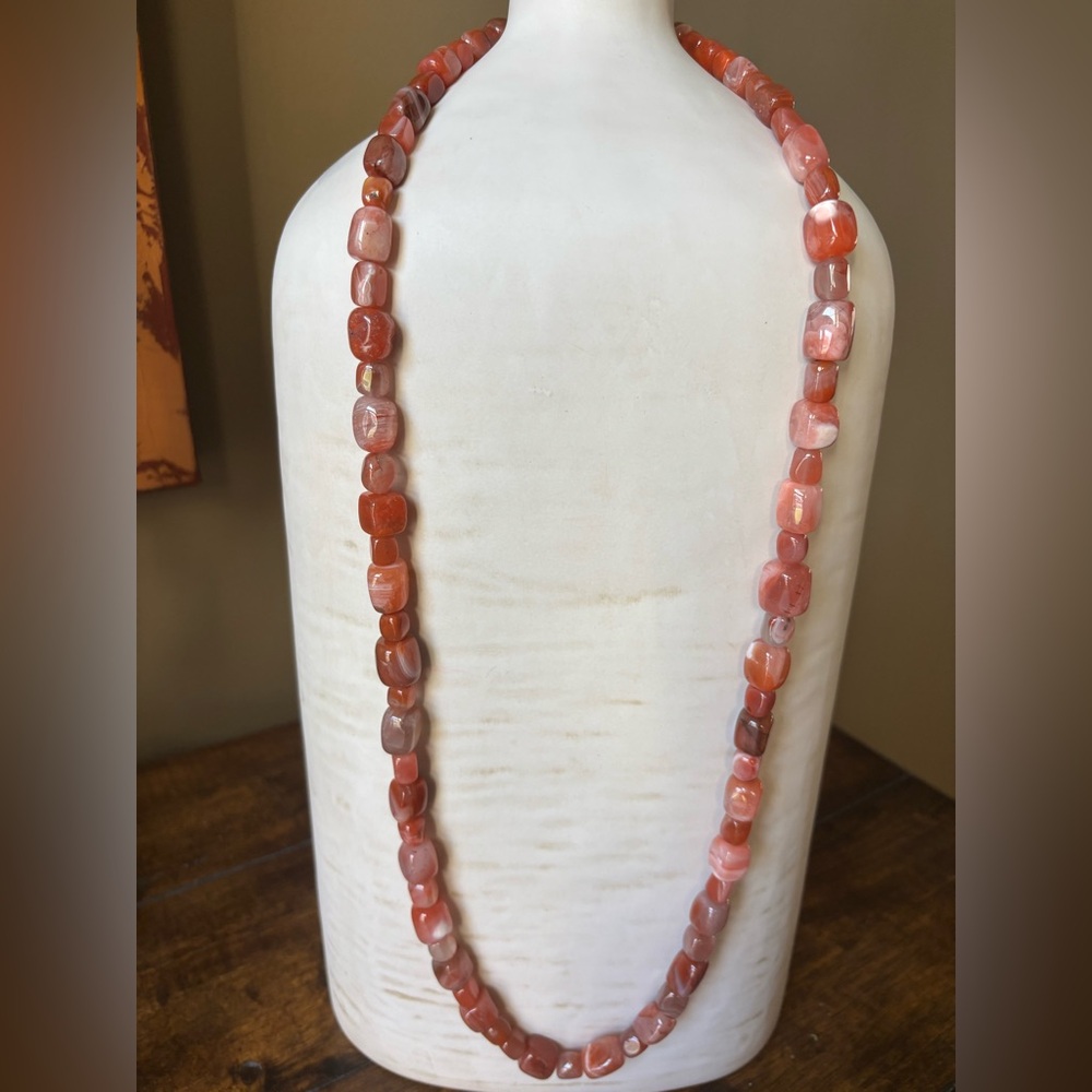 Jay King Mine Finds DTR Carnelian Banded Agate Nugget Necklace 36”